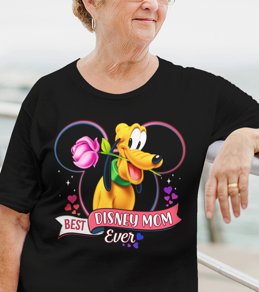 Best Disney Mom Ever Pluto Heart Rose T-Shirt