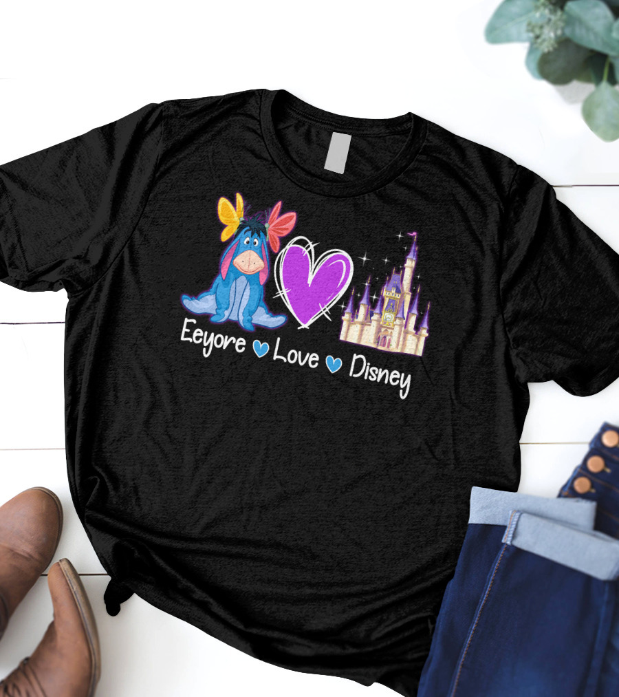 Eeyore Love Disney Heart Castle T-Shirt