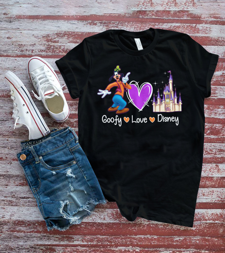 Goofy Love Disney Heart Castle T-Shirt