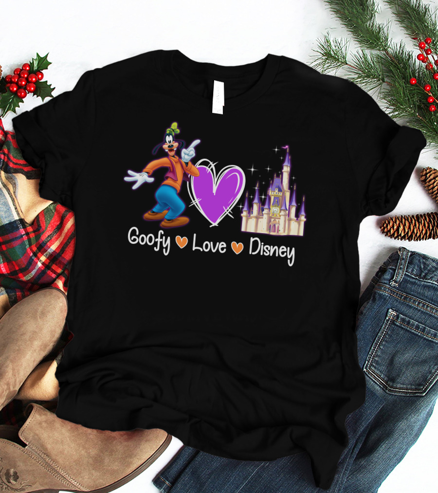 Goofy Love Disney Heart Castle T-Shirt