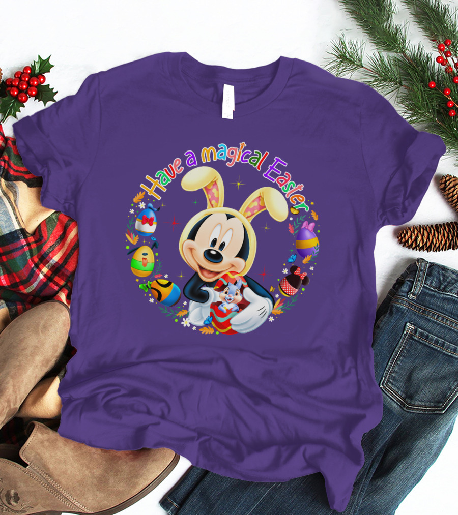 Have A Magical Easter Mickey Mouse With Bunny Ears And Colorful Eggs T-Shirt