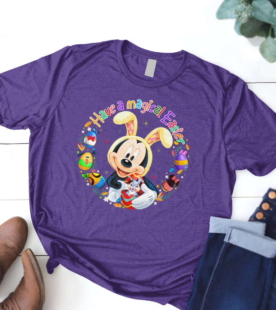 Have A Magical Easter Mickey Mouse With Bunny Ears And Colorful Eggs T-Shirt