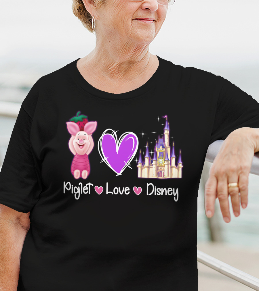 Piglet Love Disney Castle Magic Heart T-Shirt