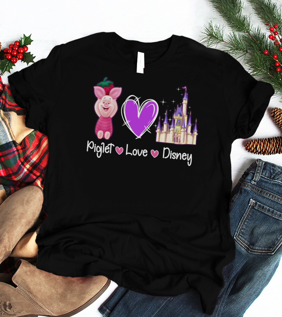 Piglet Love Disney Castle Magic Heart T-Shirt