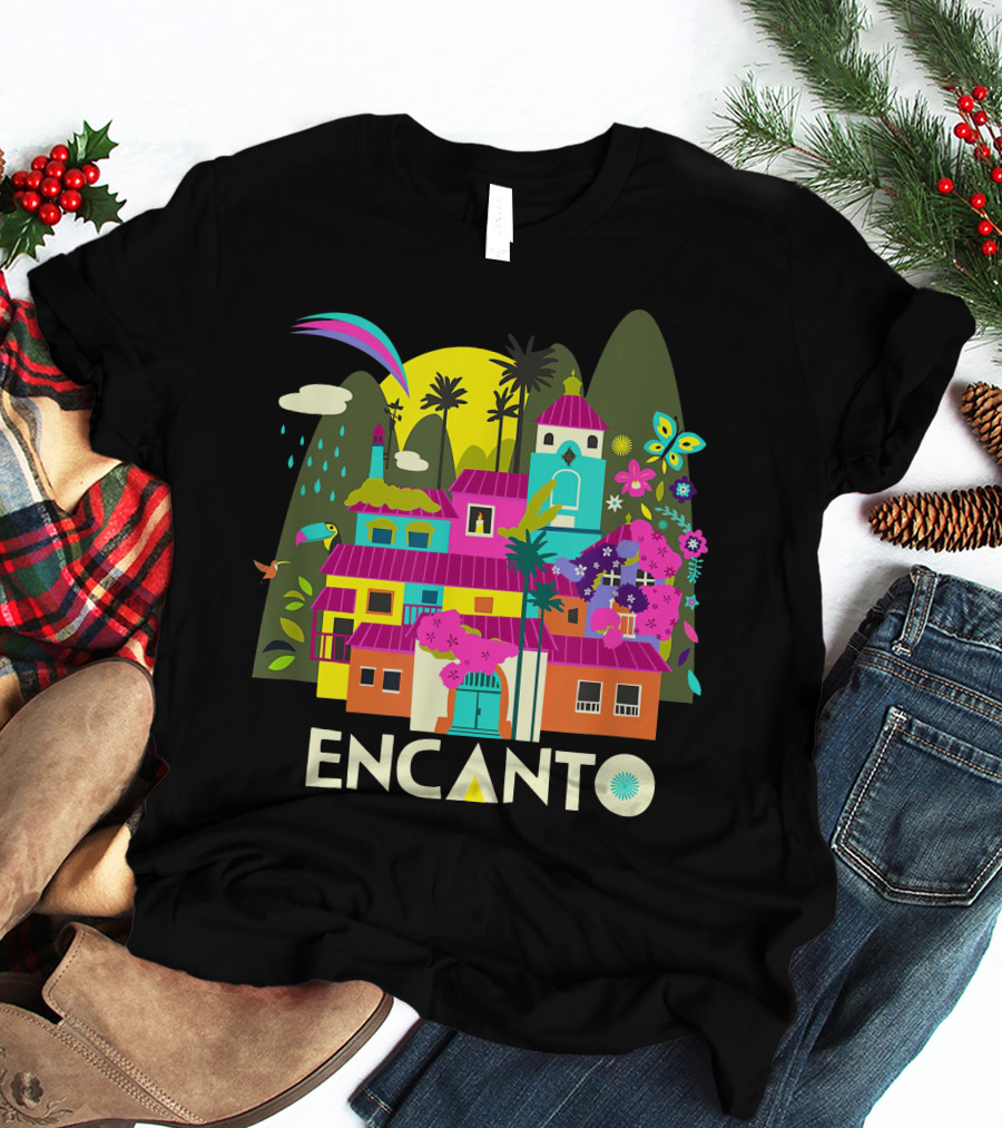 Encanto Casita With Colorful Butterfly And Tropical Flora T-Shirt