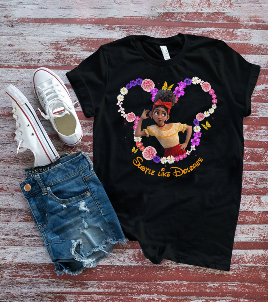 Subtle Like Dolores Floral Heart Frame With Butterflies T-Shirt