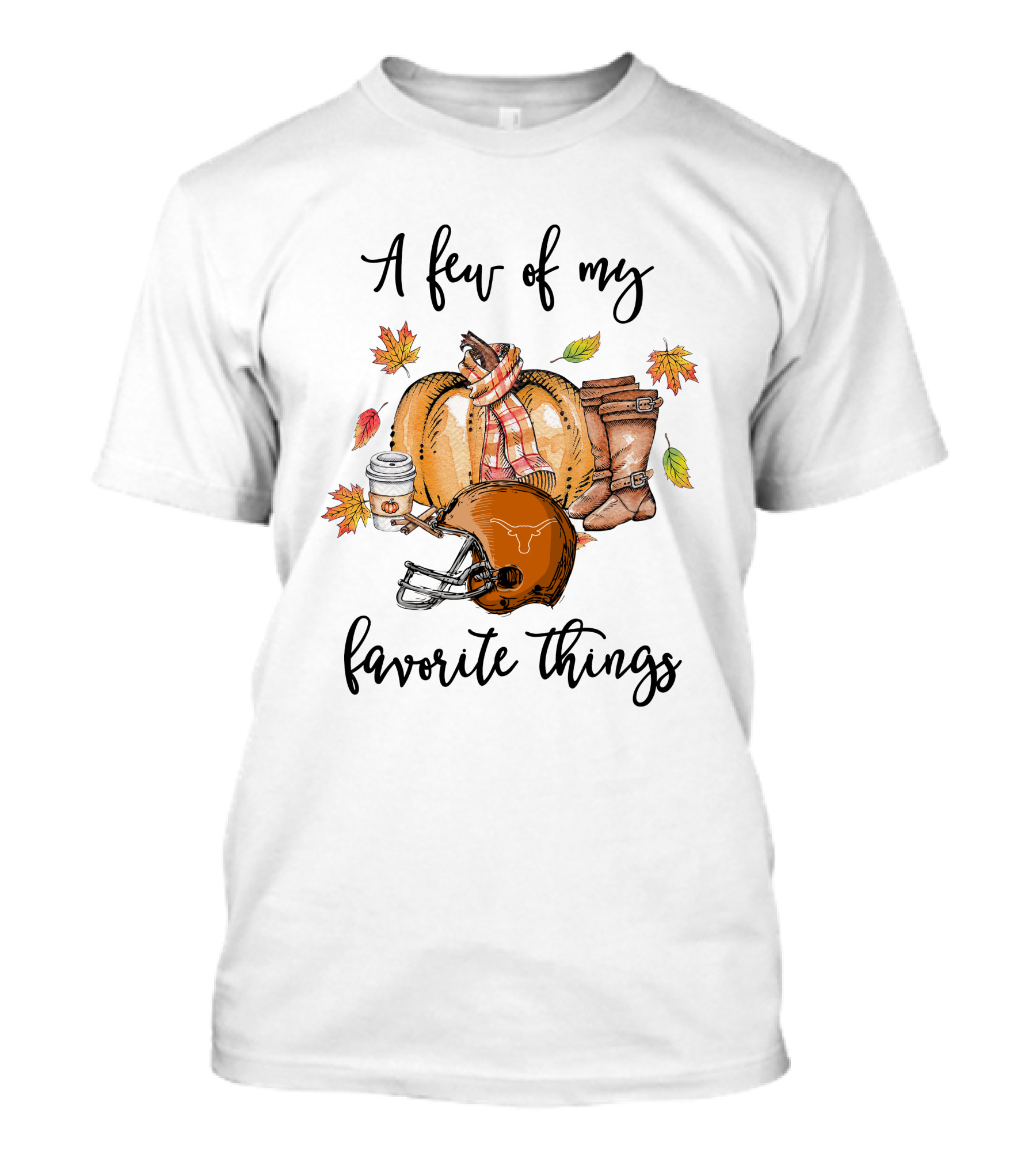 A Few Of My Favorite Things Texas Longhorns Football Helmet Pumpkin Autumn T-Shirt