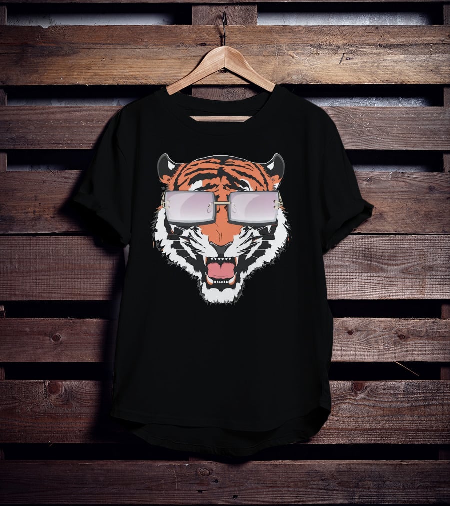 Cincinnati Bengals Tiger Head In Sunglasses T-Shirt