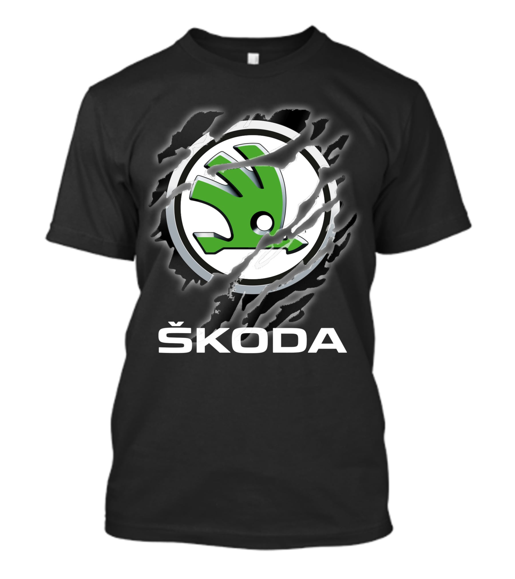 Skoda Green Emblem With Claw Marks T-Shirt