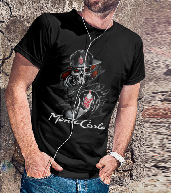 Monte Carlo Skull With Red Emblem And Cap T-Shirt