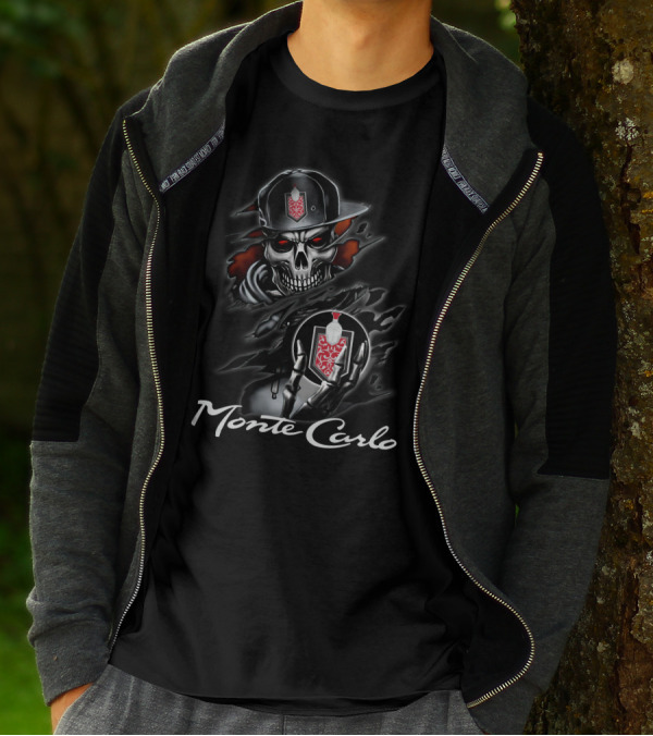 Monte Carlo Skull With Red Emblem And Cap T-Shirt