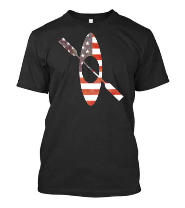 USA Flag Vintage Kayak Kayaking Paddling Water Adventure T-Shirt