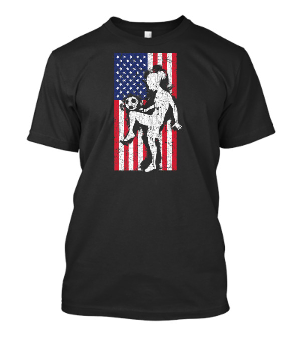 USA Flag Womens Soccer Player T-Shirt