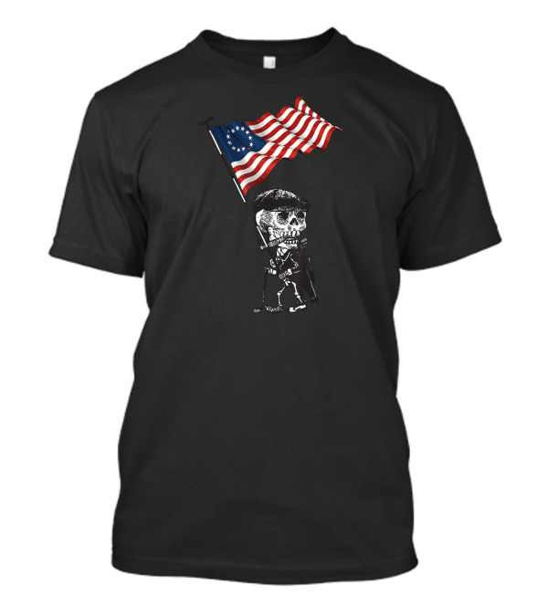 Victor Skeleton Holding Betsy Ross Flag Gol T-Shirt