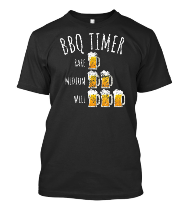 BBQ Timer Beer Drinking Rare Medium Well Vintage Grill T-Shirt