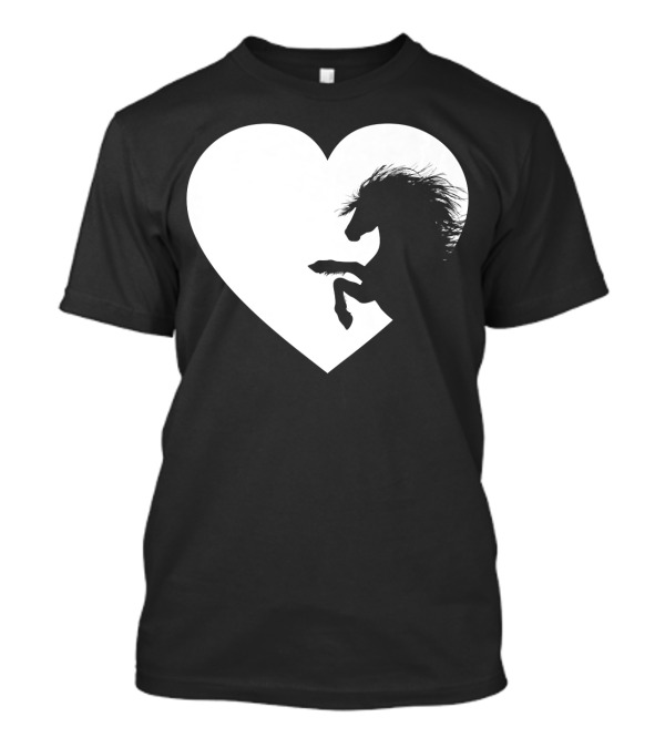 Vintage Horse Silhouette In Heart Shape Love Horse T-Shirt