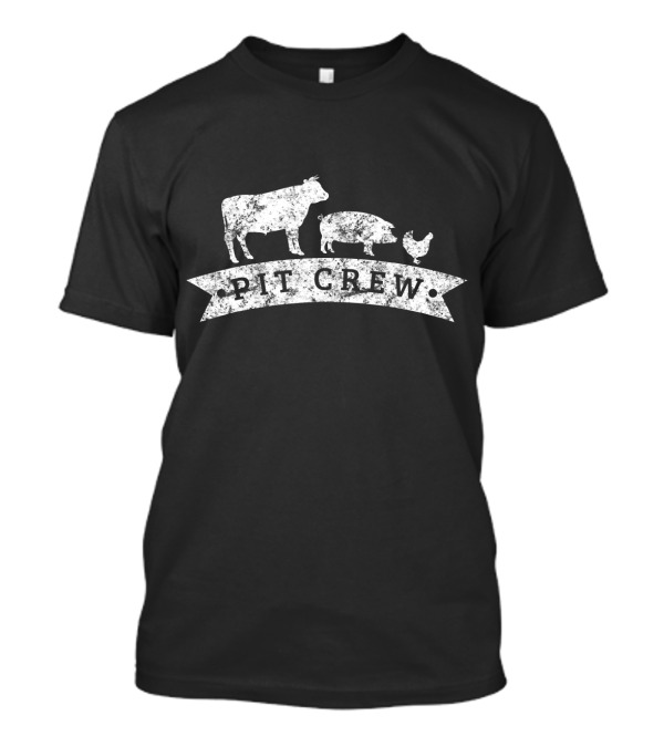 Vintage Pit Crew BBQ Grilling Cow Pig Chicken Retro Humor T-Shirt