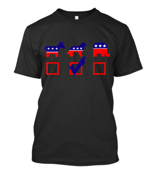 Vote Golden Retriever For President Red White And Blue Dog Symbol With Political Icons T-Shirt