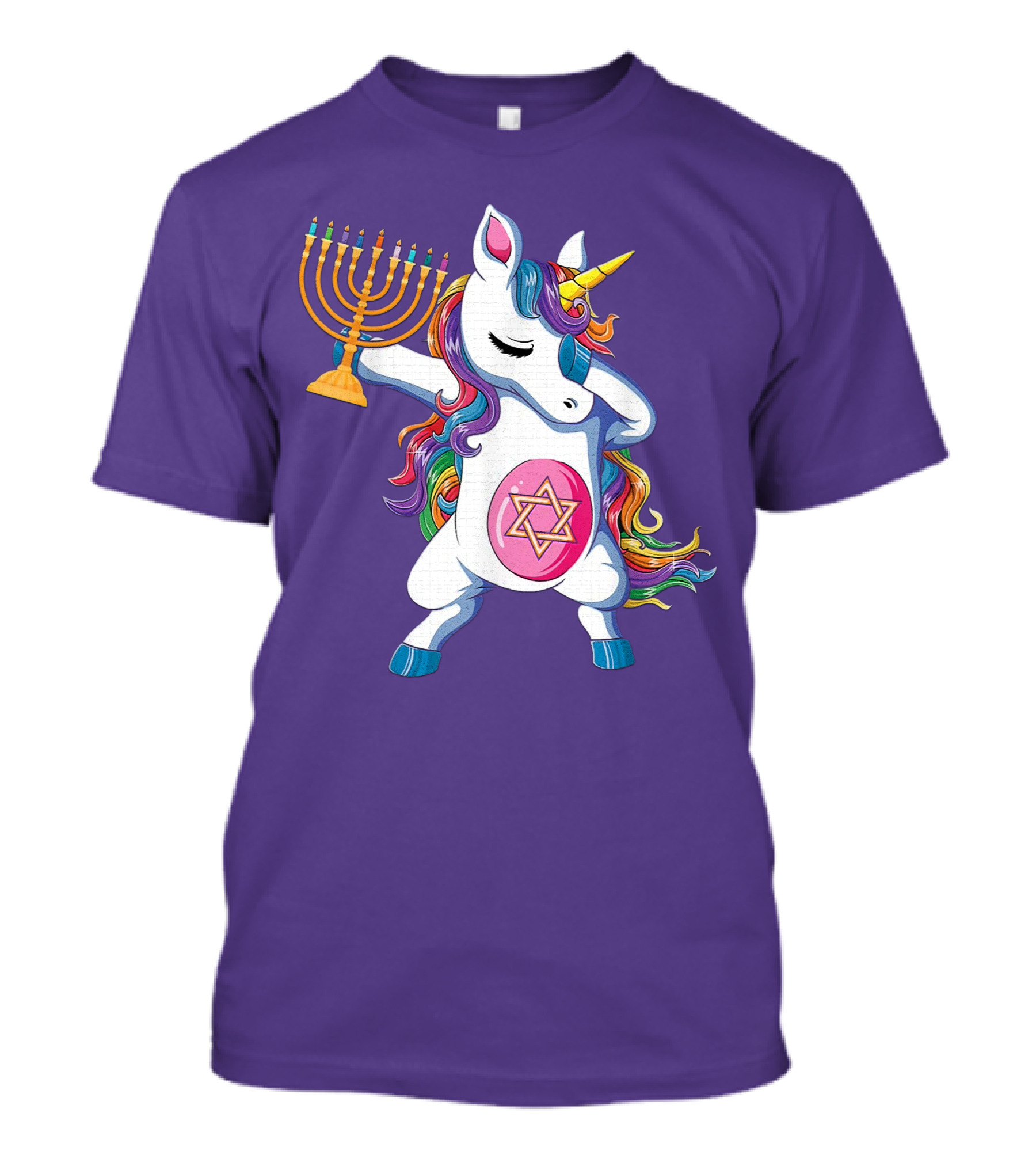 Jewnicorn Hanukkah Unicorn Dabbing With Menorah And Star Of David T-Shirt