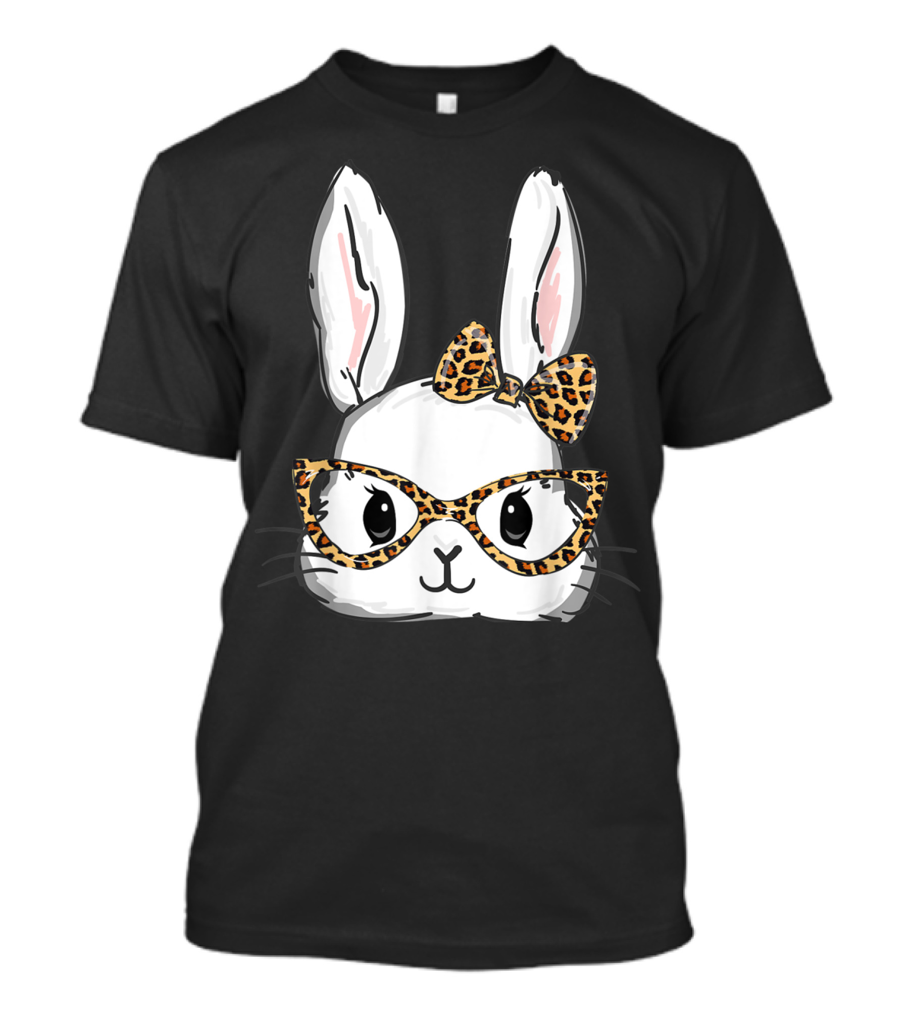 Bunny Rabbit Leopard Glasses Bow Easter T-Shirt