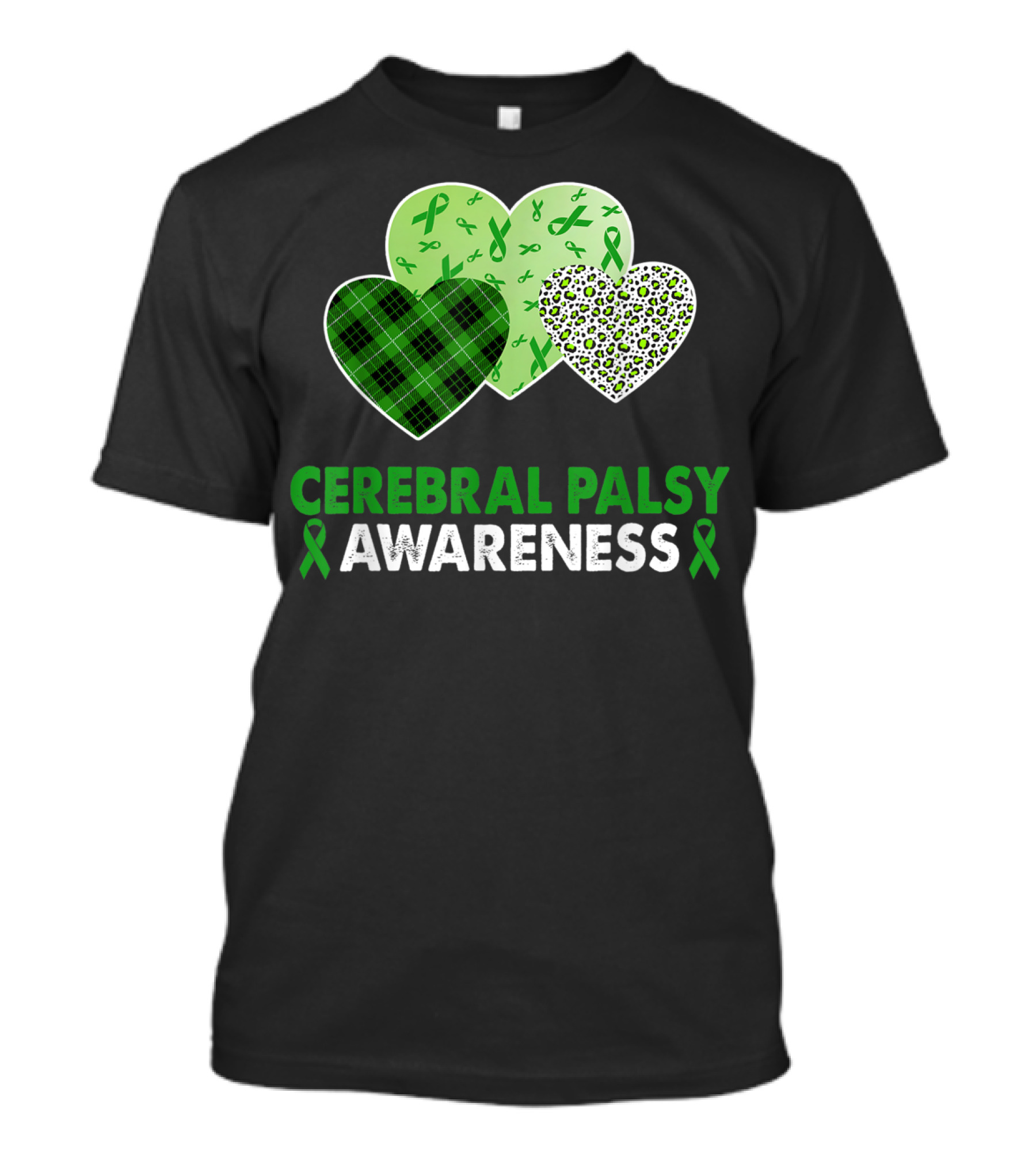 Cerebral Palsy Awareness Heart Leopard Plaid T-Shirt