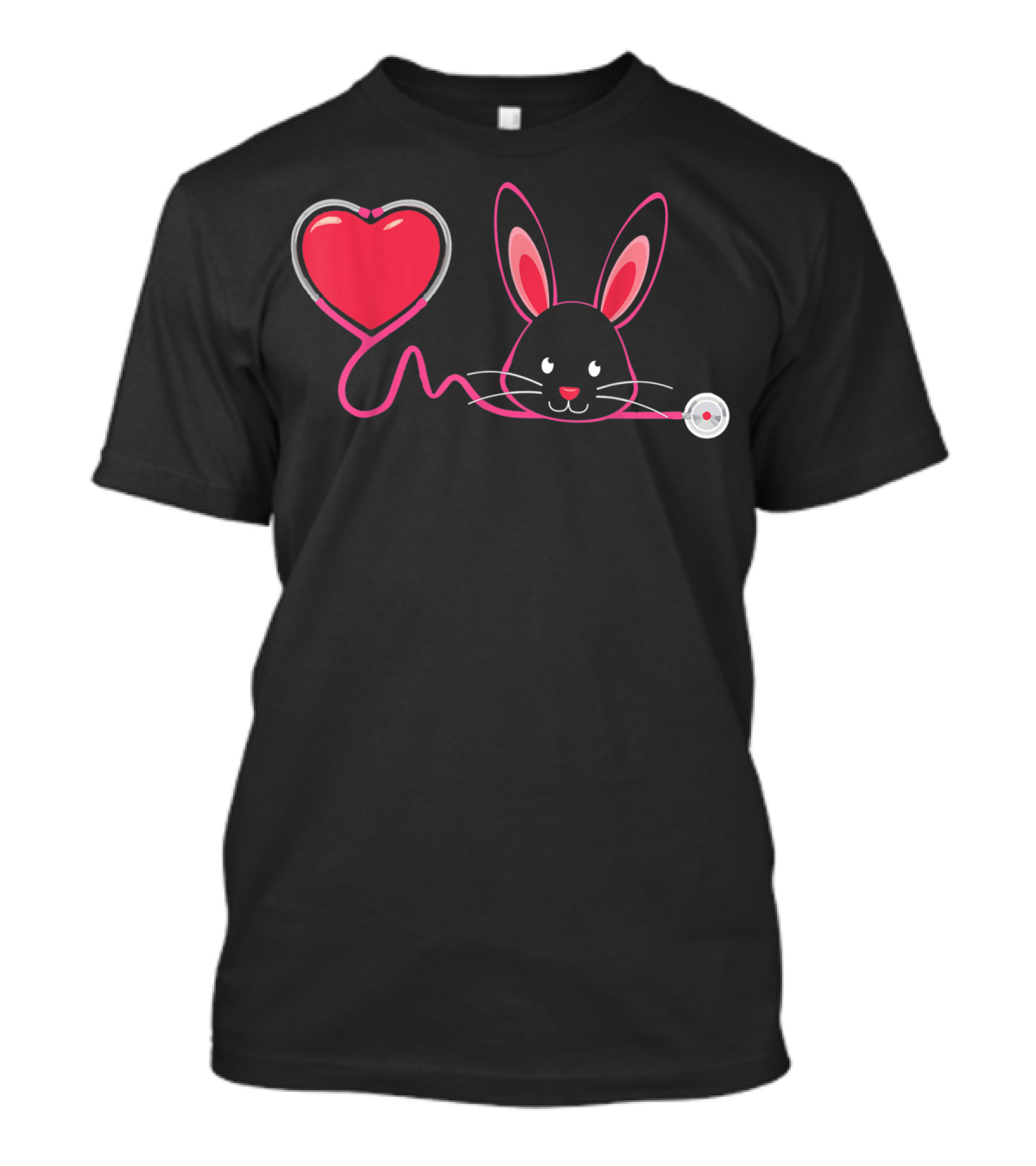 Nurse Bunny Easter Heart Stethoscope T-Shirt