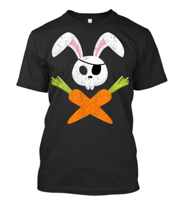 Funny Easter Bunny Rabbit Pirate Skull With Crossed Carrots T-Shirt