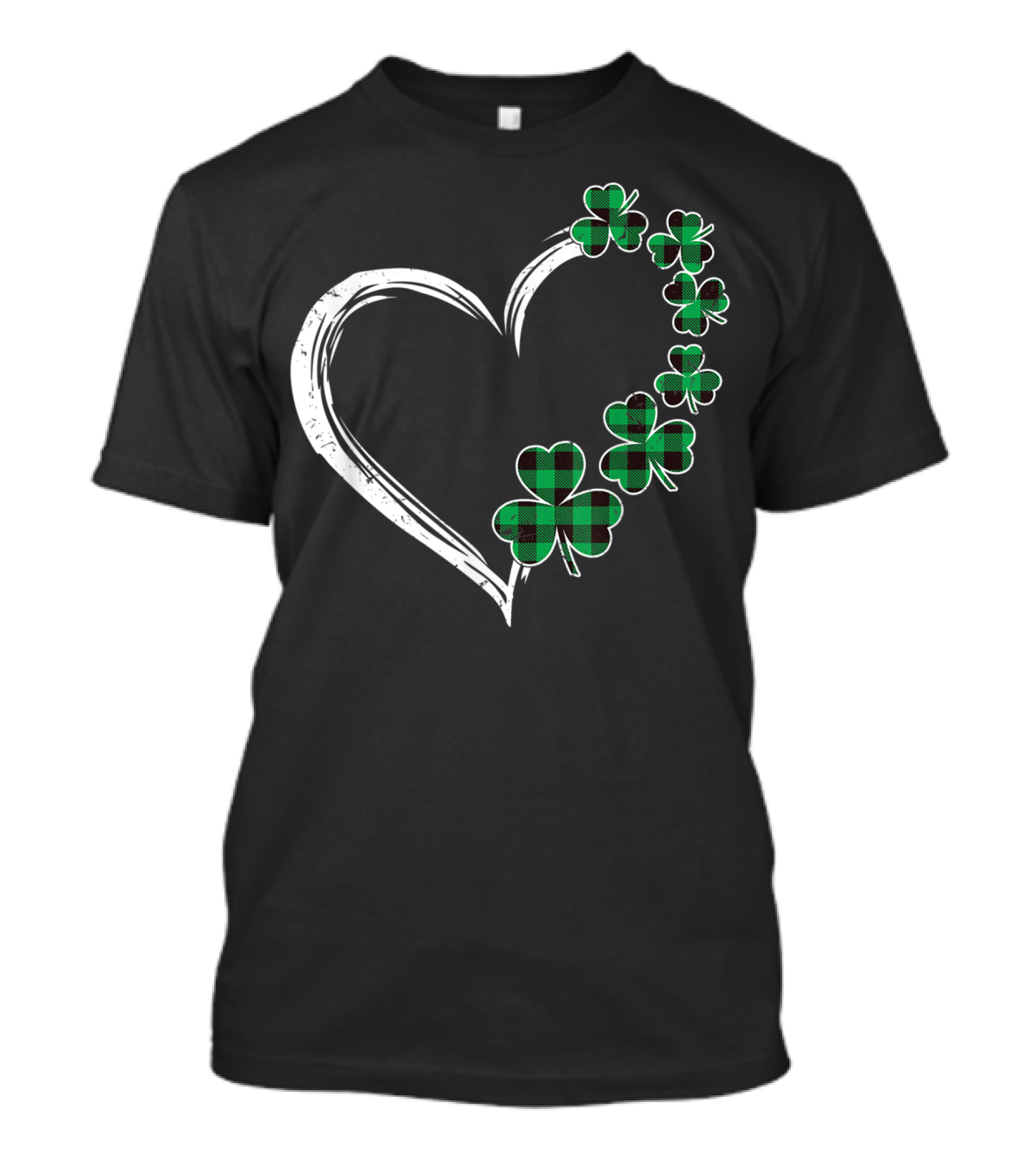 Heart Plaid Shamrock Clover Green T-Shirt