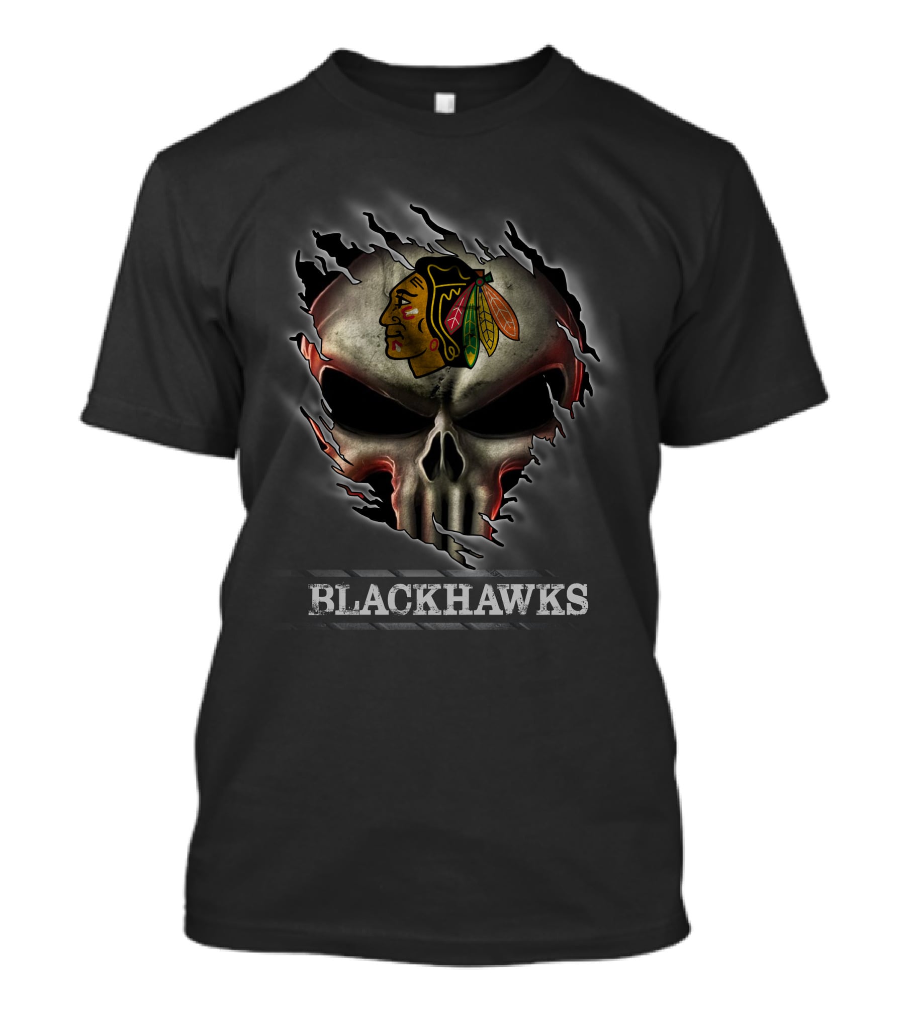 Skull Blackhawks Emblem T-Shirt