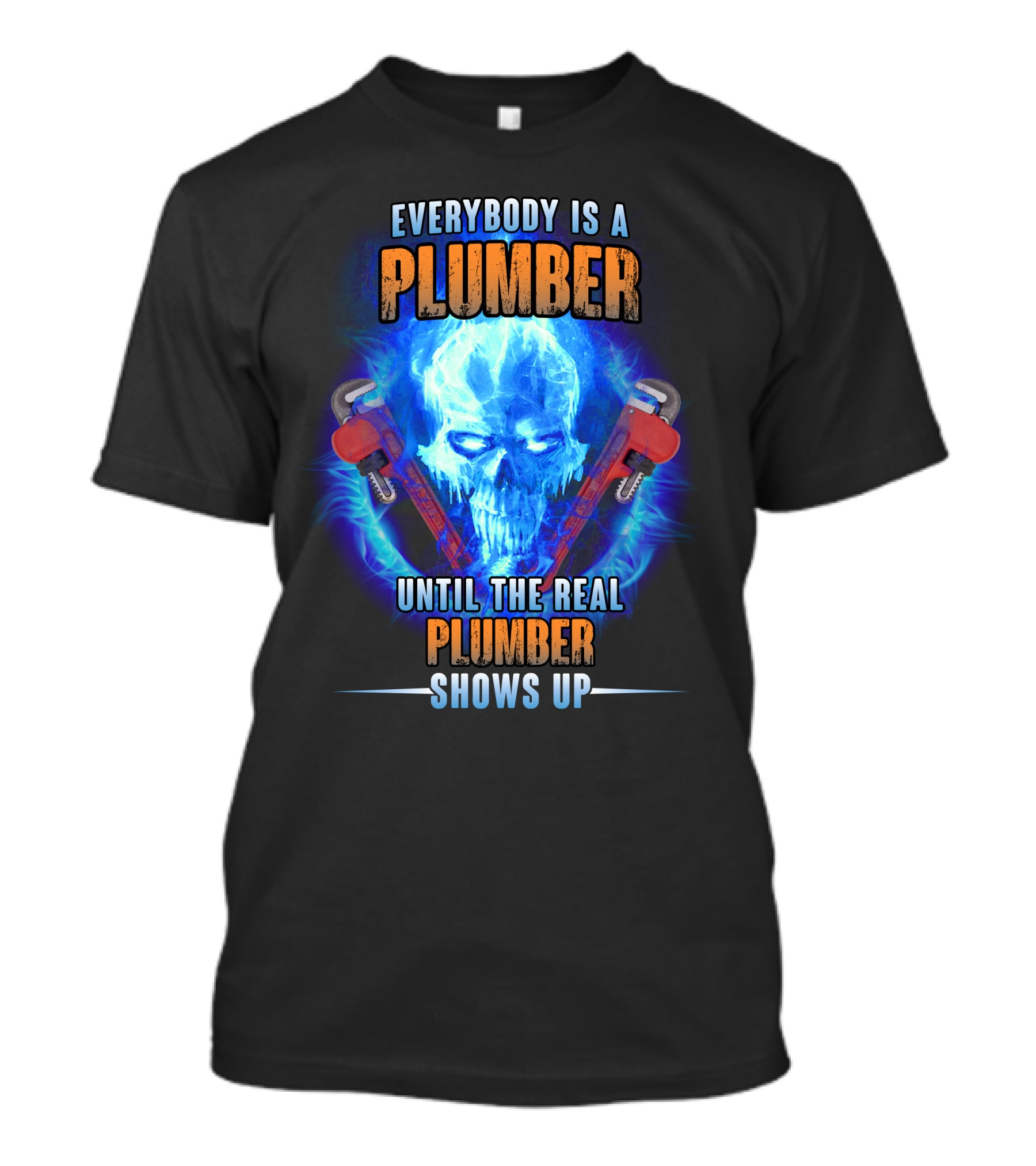 Everybody Is A Plumber Until The Real Plumber Shows Up Flame Skull T-Shirt
