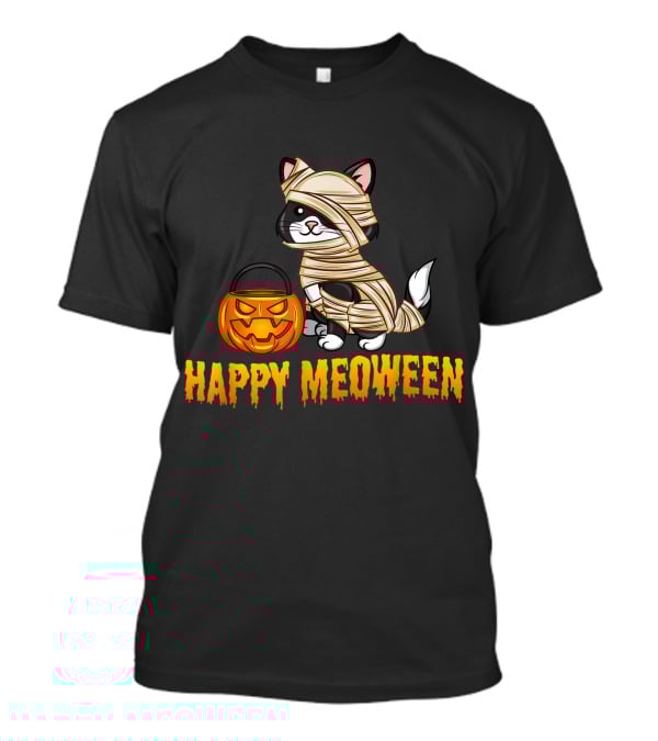 Happy Meoween Cute Cat Mummy With Pumpkin T-Shirt