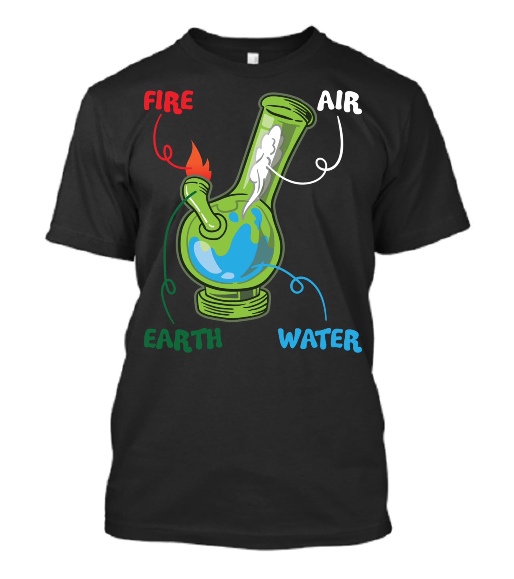 Fire Water Earth Air Bong Elements Weed Smoking Anatomy THC T-Shirt