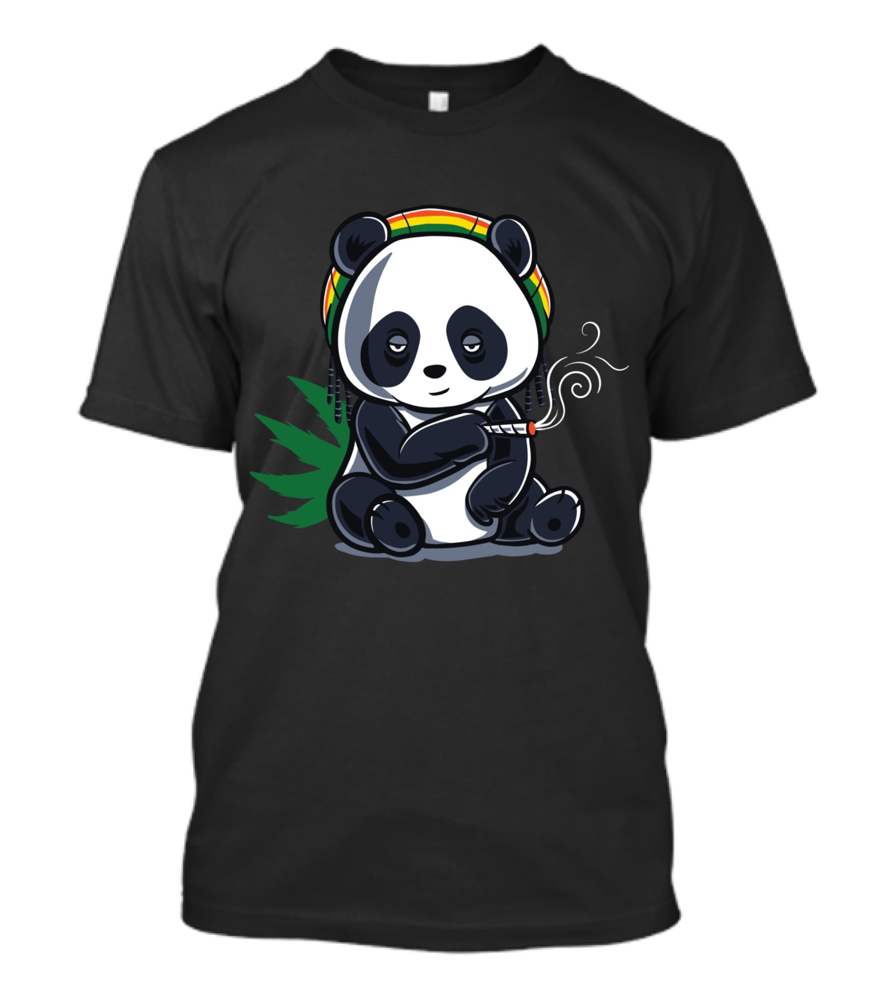 Weed Smoking Panda Rasta Cannabis Stoner THC CBD 420 T-Shirt