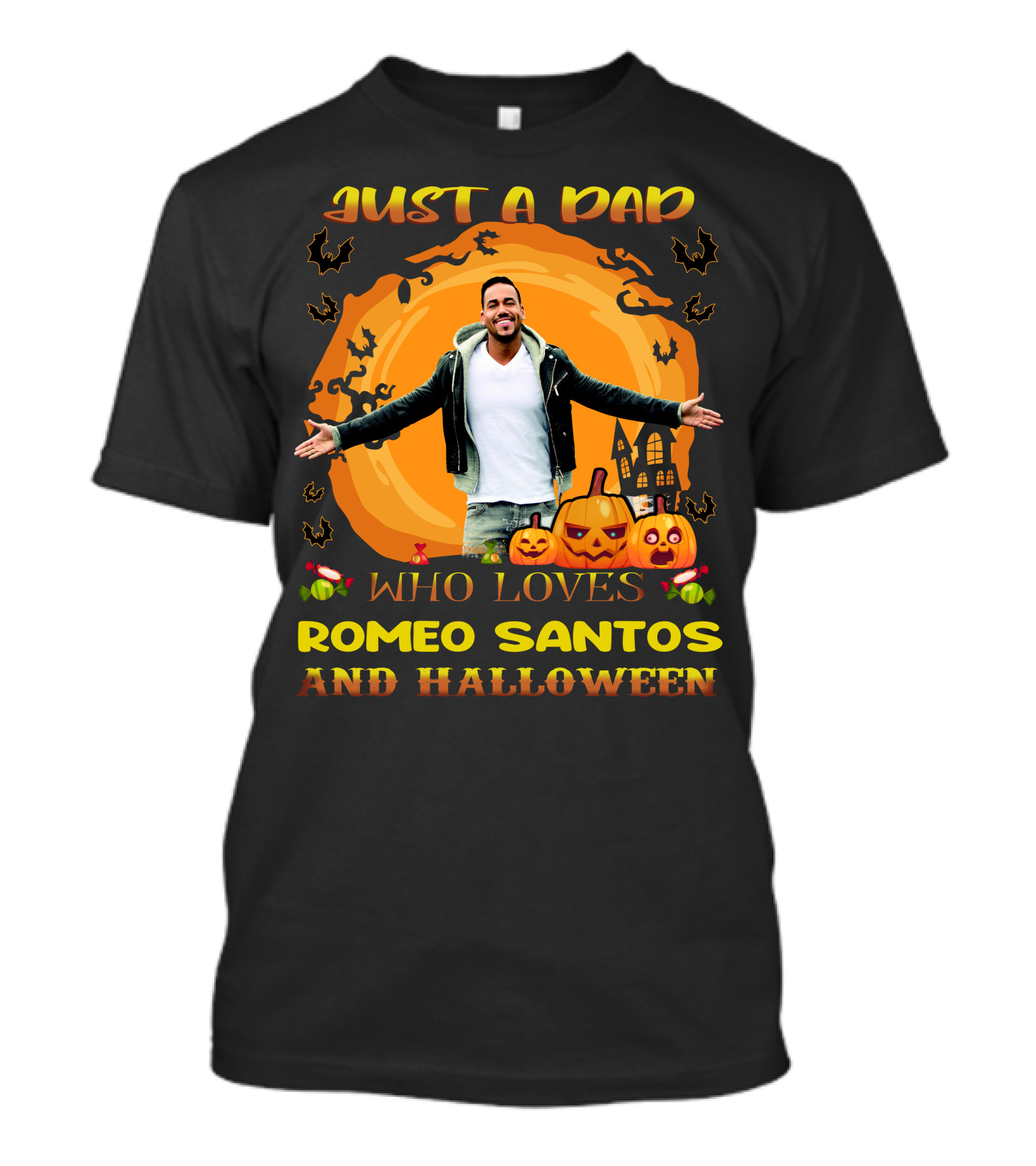 Just A Dad Who Loves Romeo Santos And Halloween T-Shirt