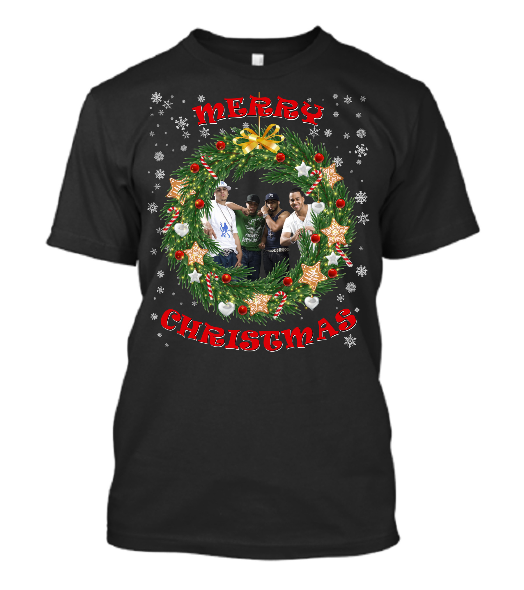 Merry Christmas Aventura Wreath Snowflakes And Holiday Decor T-Shirt