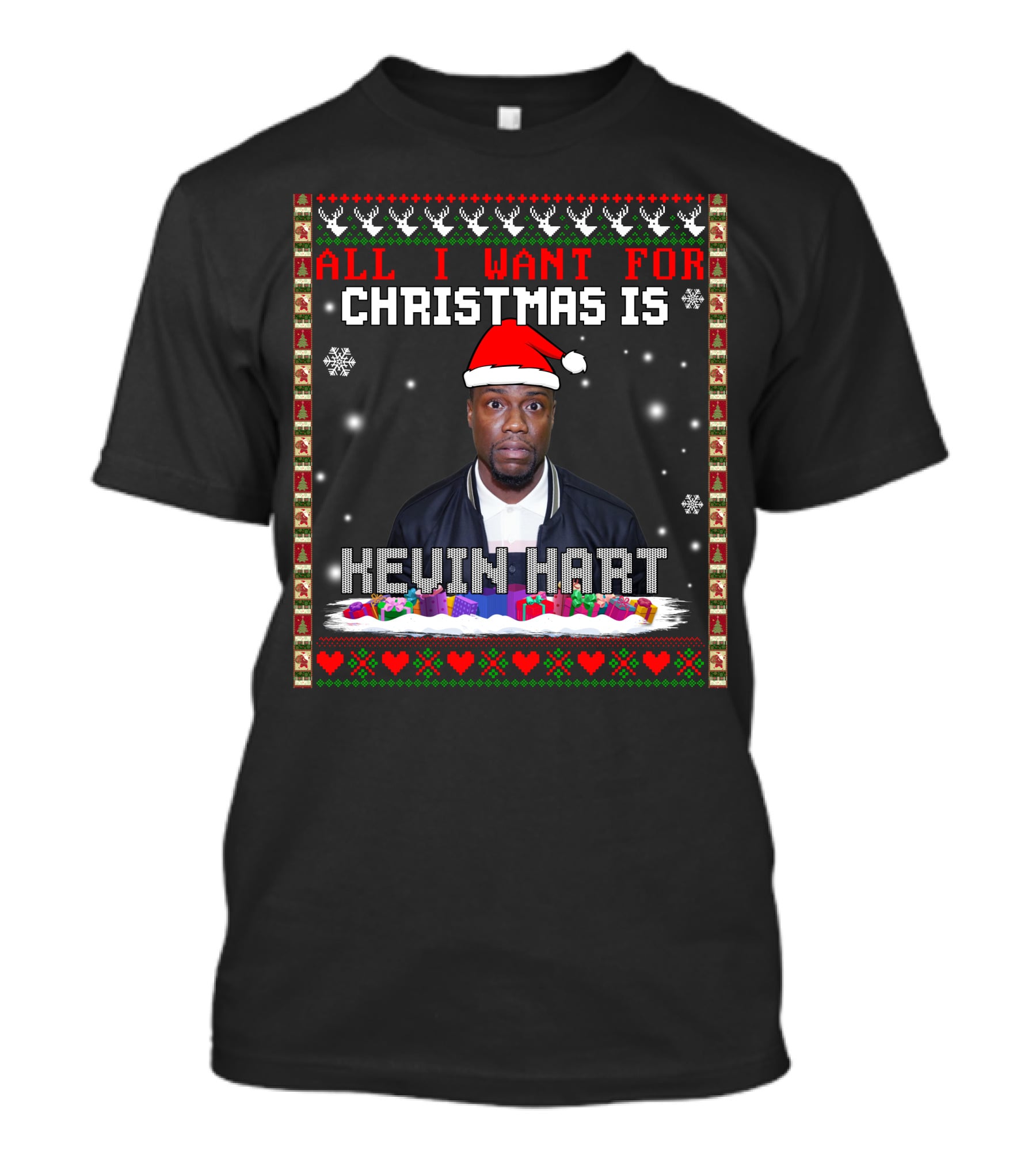 All I Want For Christmas Is Kevin Hart Santa Hat Holiday T-Shirt