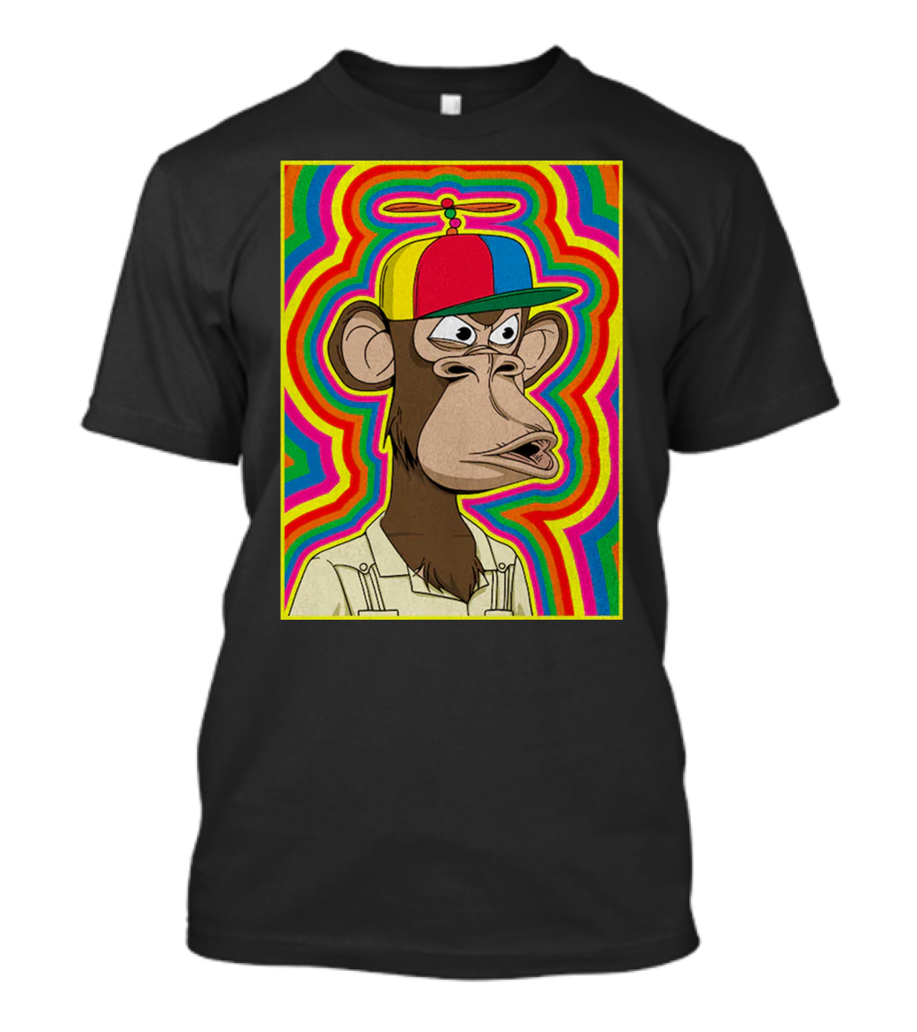 Bored Ape With Propeller Hat Psychedelic Background T-Shirt