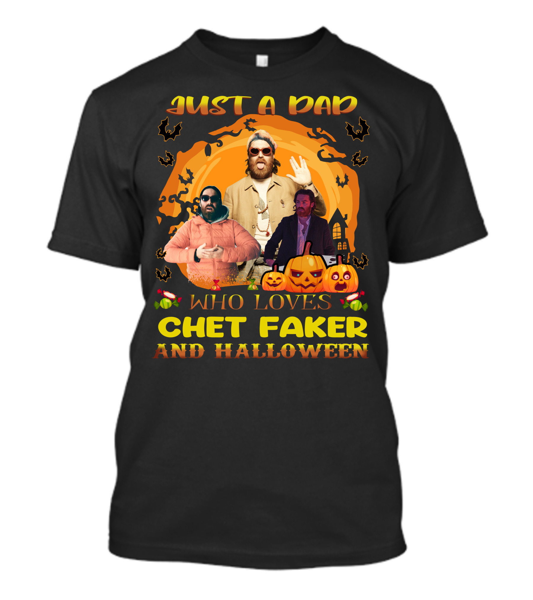 Just A Dad Who Loves Chet Faker Halloween Pumpkins Bats T-Shirt