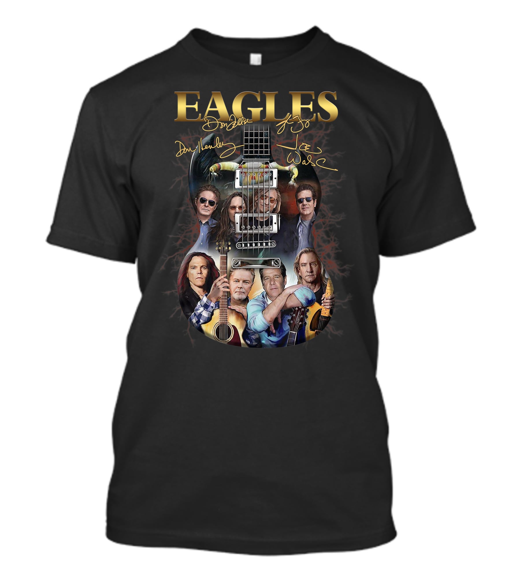 EAGLES Music Legend Rock Band Guitar Art With Signatures T-Shirt