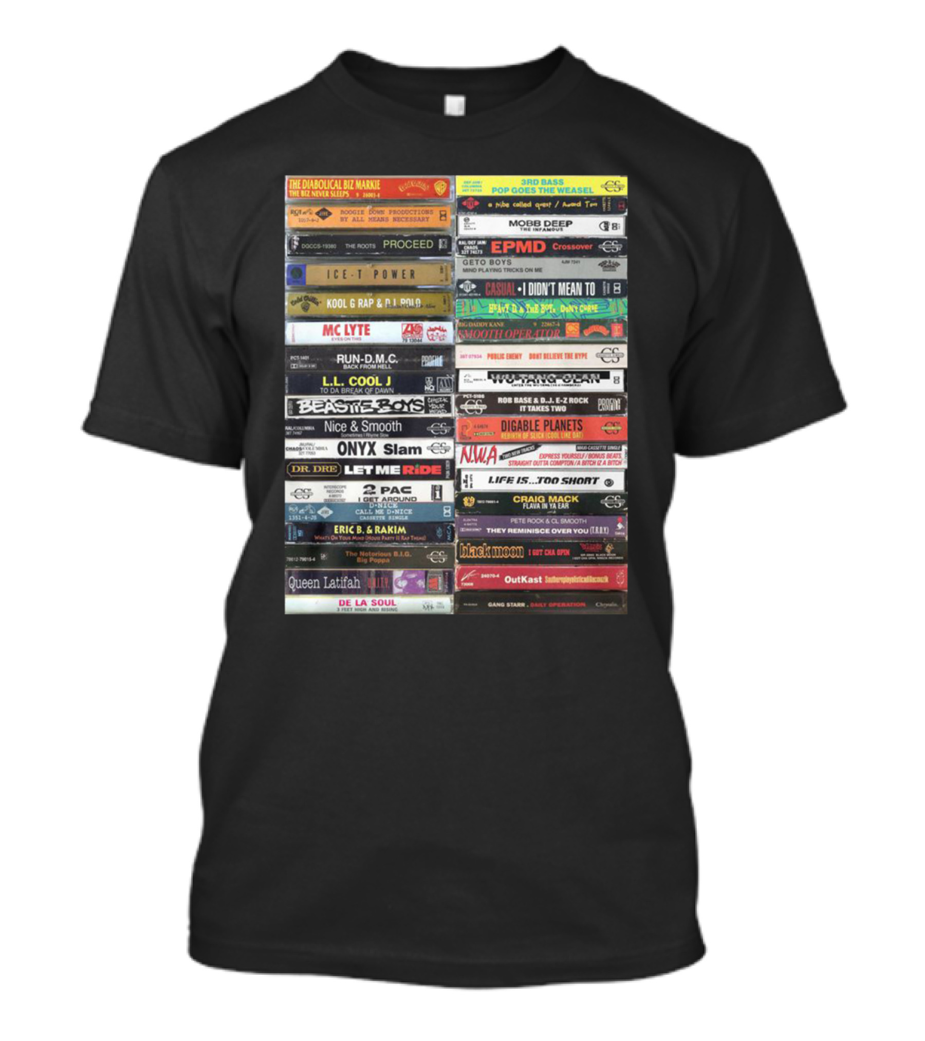 Classic Hip-Hop Cassette Tape Collection Featuring Legendary Artists And Iconic Albums T-Shirt