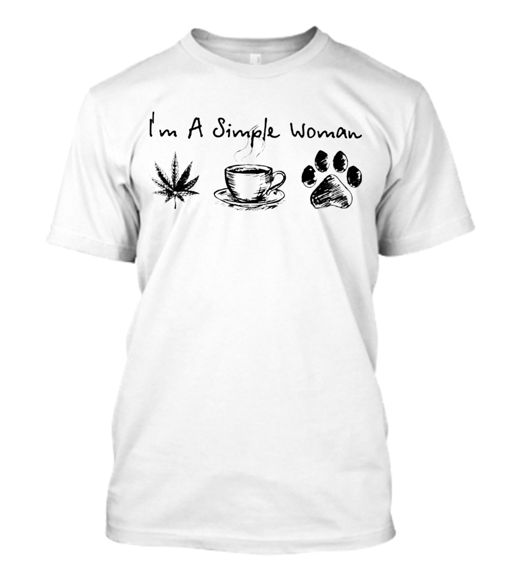 I'm A Simple Woman Leaf Coffee Paw T-Shirt