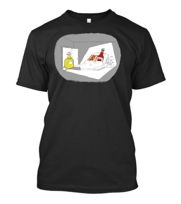 Ketchup And Mustard Noir Detective Bedroom Scene With Suspicious Bottle T-Shirt