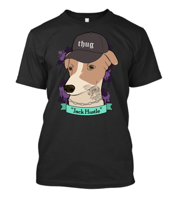 Thug Dog With Hat And Tattoo Jack Hustle T-Shirt