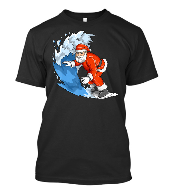 Surfing Santa Christmas In July Santa Hawa Riding A Wave T-Shirt