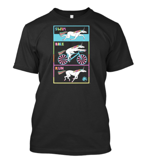 Swim Bike Run Unicorn Triathlon Racing Magic T-Shirt