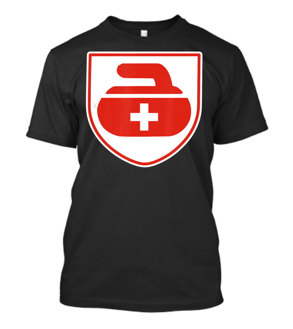 Switzerland Curling Swiss Flag Stone Emblem T-Shirt