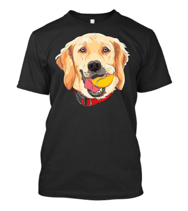 I Love My Golden Retriever Face With Tennis Ball On Collar T-Shirt