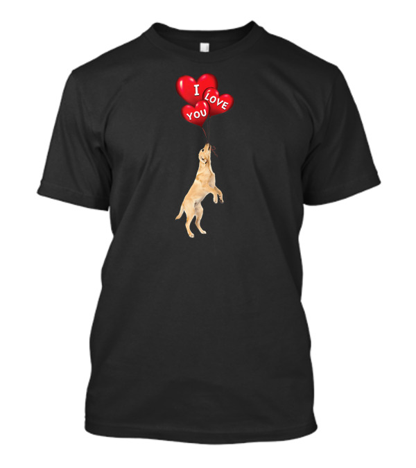 I Love You Heart Balloons Yellow Lab Labrador T-Shirt