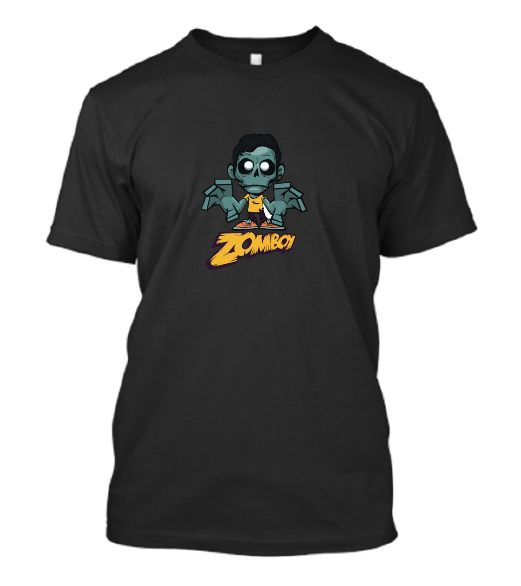 Zomboy Cartoon Character With Yellow Shirt And Green Wings T-Shirt