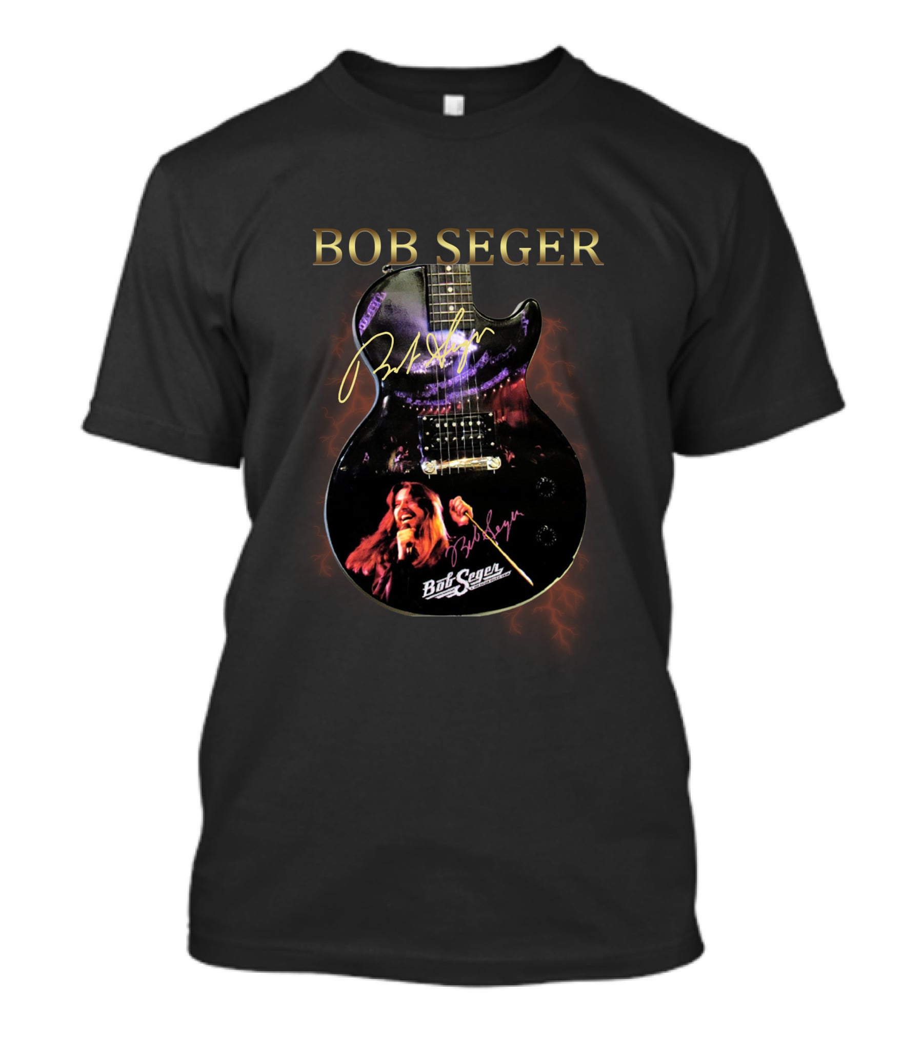 BOB SEGER Guitar Image With Photo T-Shirt